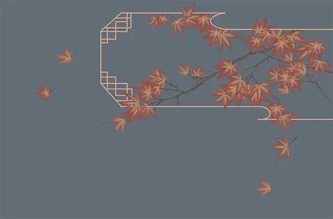 Maple-Leaves-Outside-the-Window,-Customized-Mural-Wallpaper - Thumbnail 2